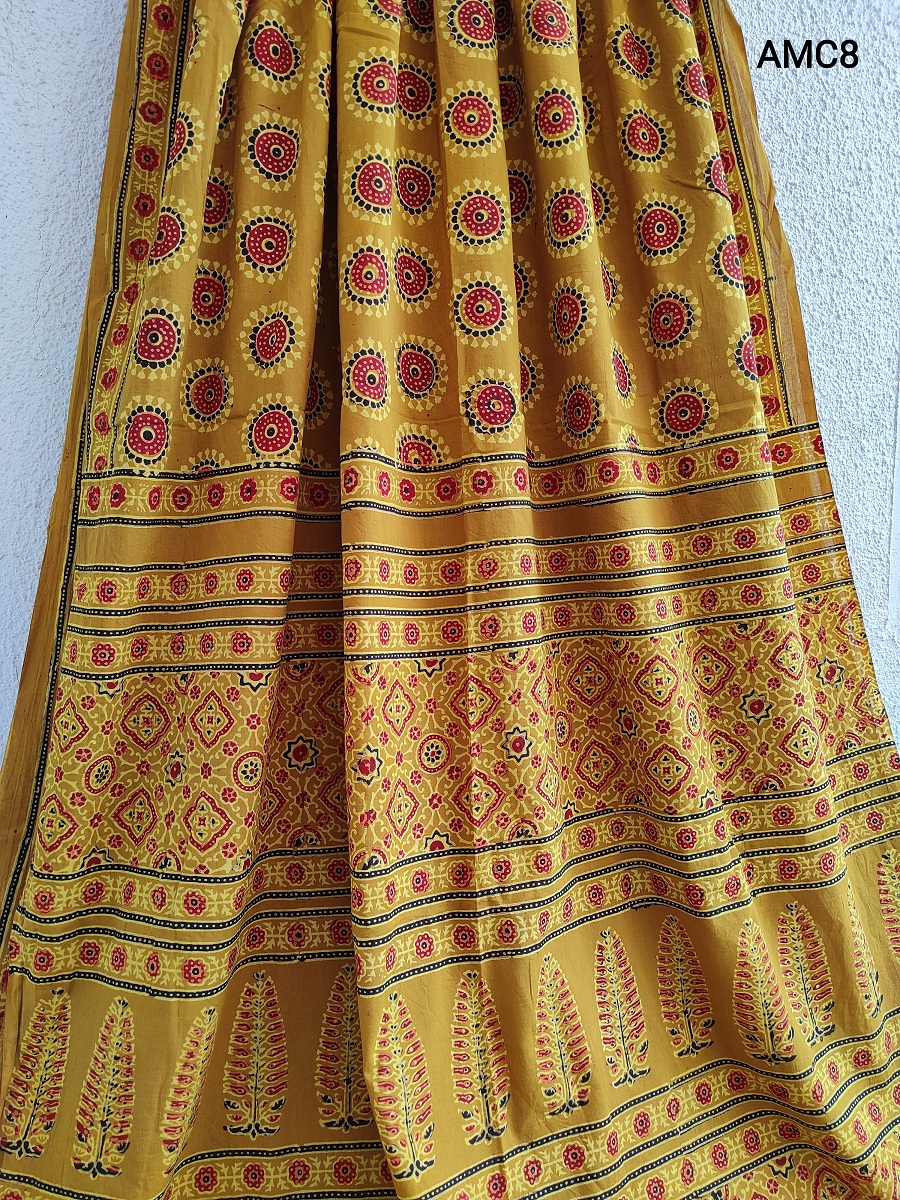 Mul Cotton Ajrakh Saree - Image 3