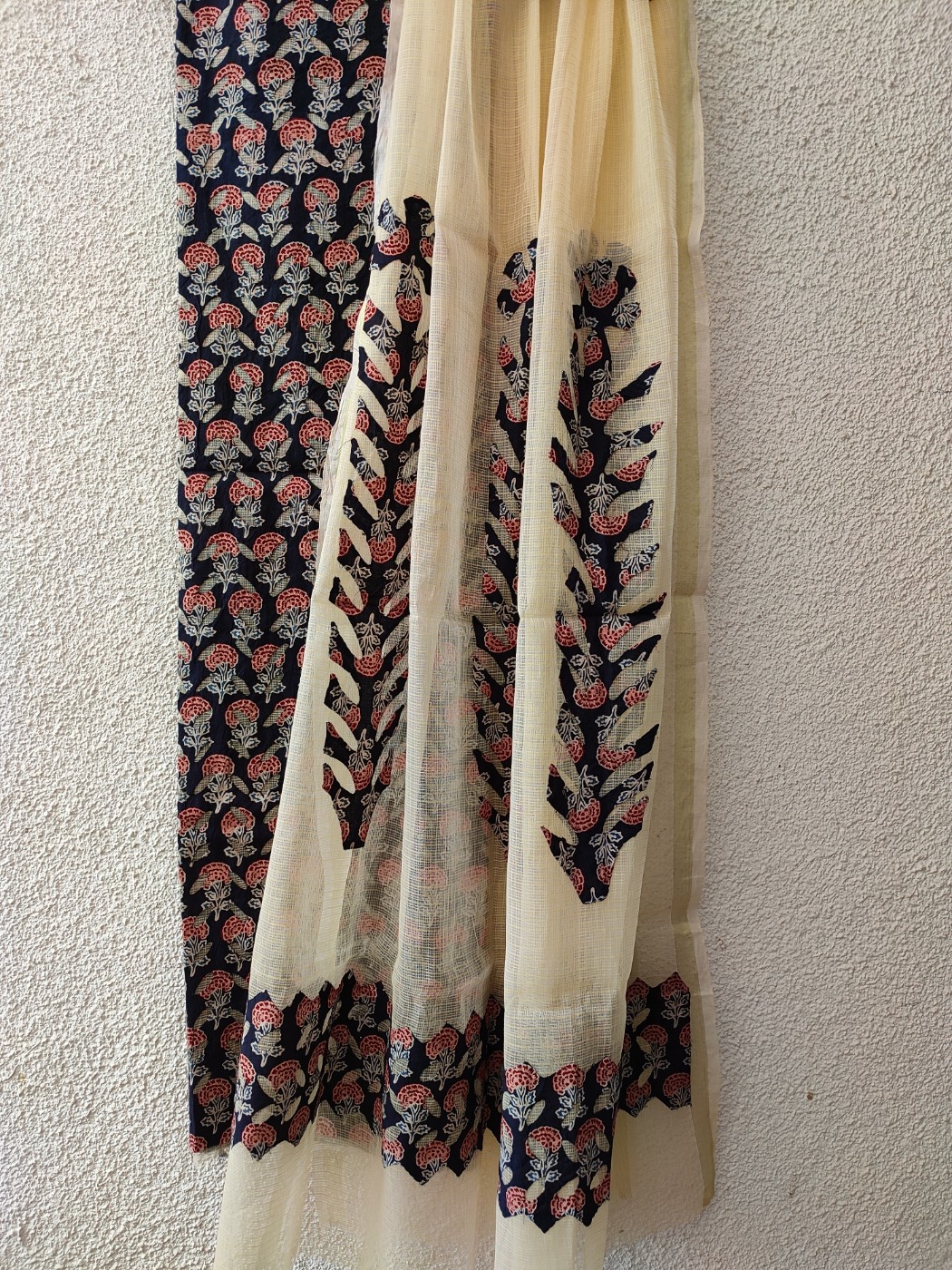 Ajrakh Applique with kota doria