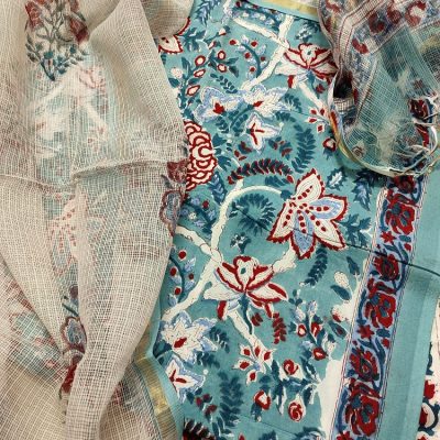Pure Cotton Jaipur Block Print Sets - Kota Doria Dupatta
