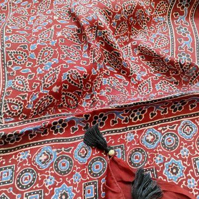 Modal Stoles in Pure Ajrakh – (18 inch width)