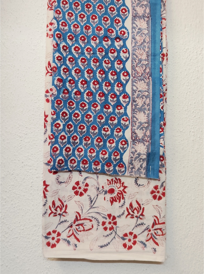 Pure Cotton Block print Dress materials sets with kota doria dupatta - Image 3