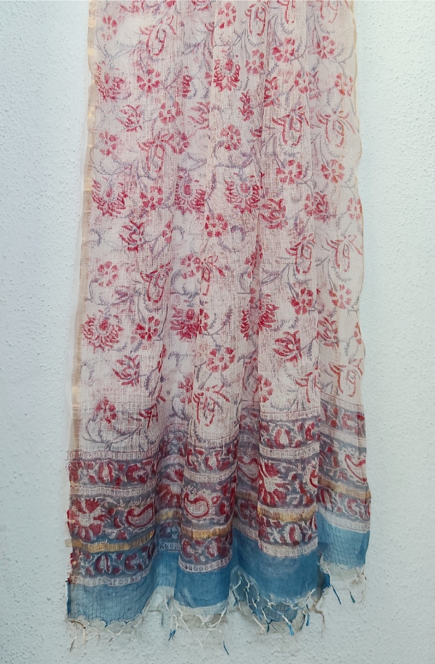 Pure Cotton Block print Dress materials sets with kota doria dupatta - Image 4