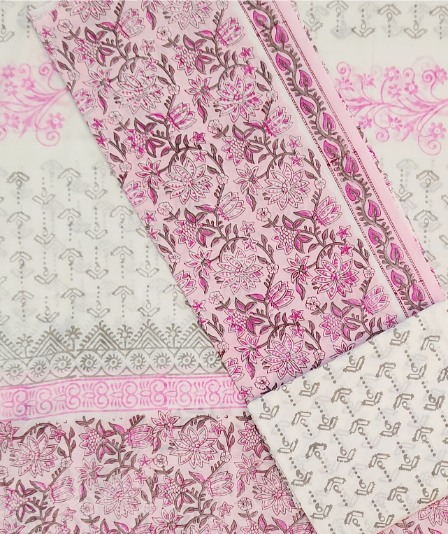 Pure Cotton Block print dress material sets