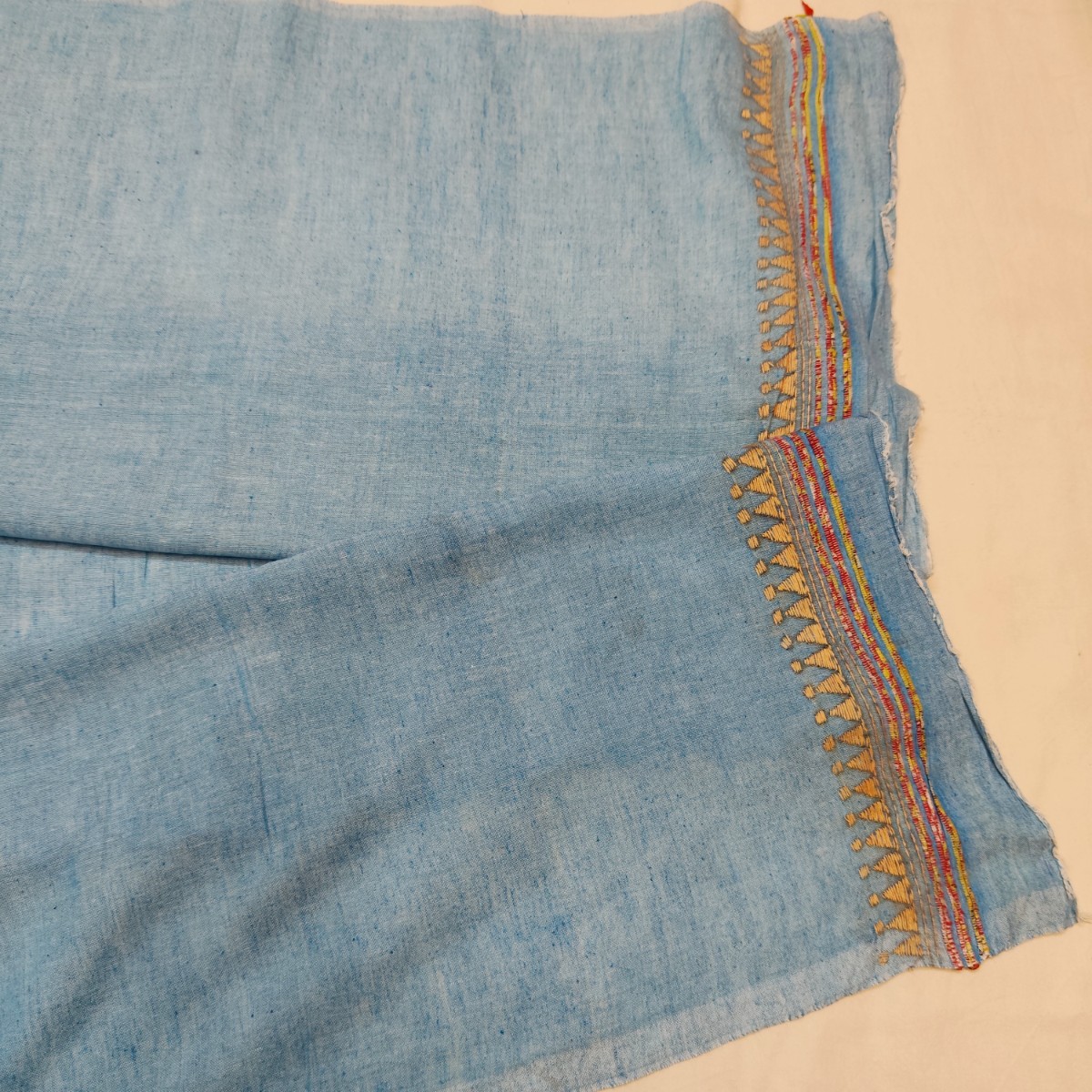 Khesh Khadi Cotton Saree with Hand embroidered Kantha work - Image 5