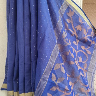 Muslin Matka Silk Jamdani with Tiny sequins