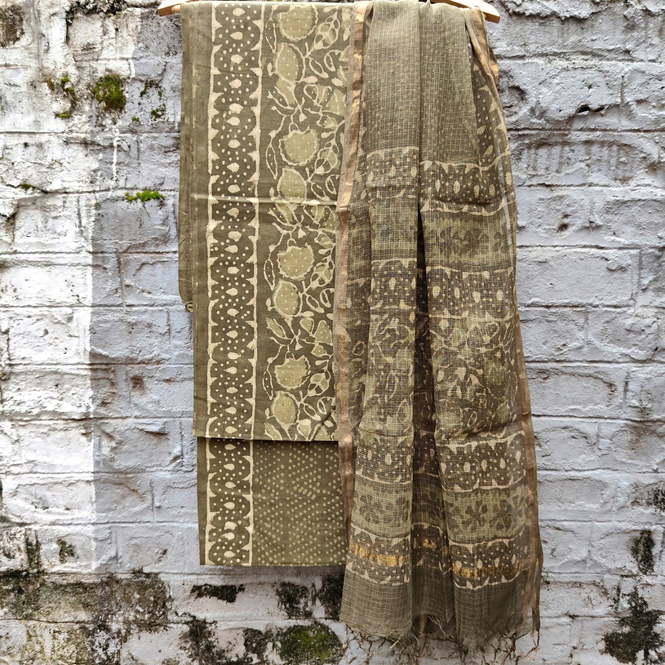 Pure Cotton Block print Dress materials sets with kota doria dupatta