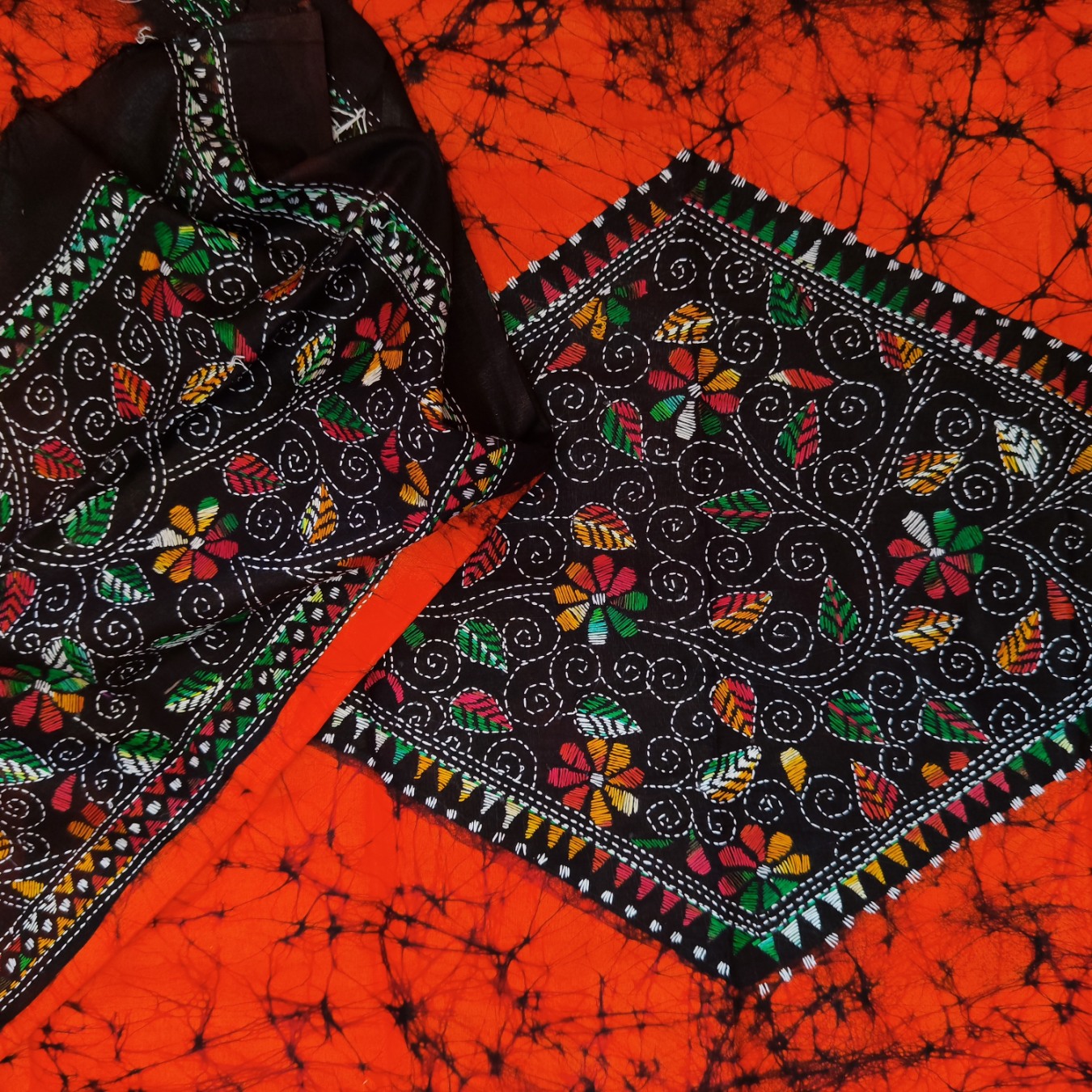Cotton Kantha Batik Dupatta - Image 5