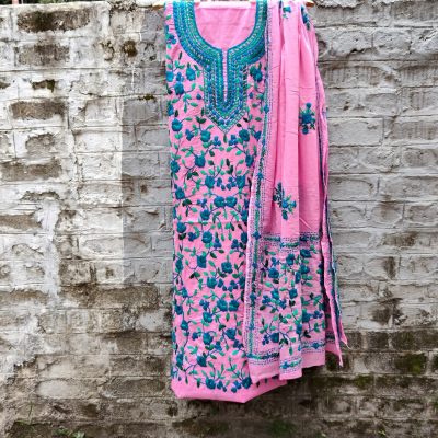 Pure Cotton Hand-Embroidered Top-Dupatta Set