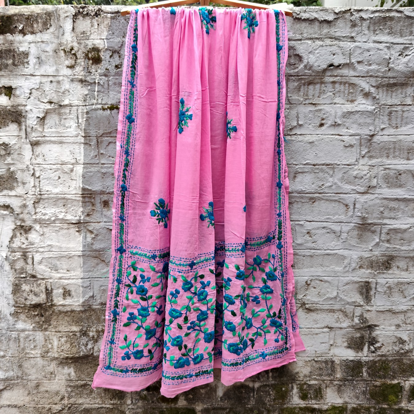 Pure Cotton Hand-Embroidered Top-Dupatta Set - Image 3