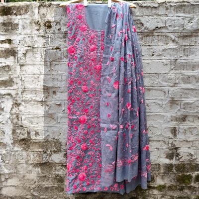 Pure Cotton Hand-Embroidered Top-Dupatta Set