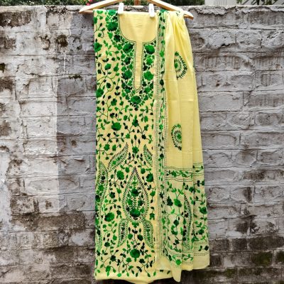 Pure Cotton Hand-Embroidered Top-Dupatta Set