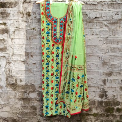 Pure Cotton Hand-Embroidered Top-Dupatta Set
