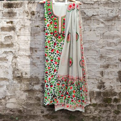 Pure Cotton Hand-Embroidered Top-Dupatta Set