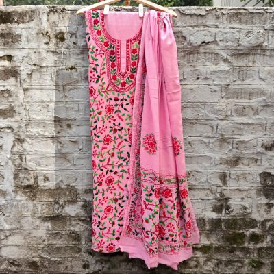Pure Cotton Hand-Embroidered Top-Dupatta Set