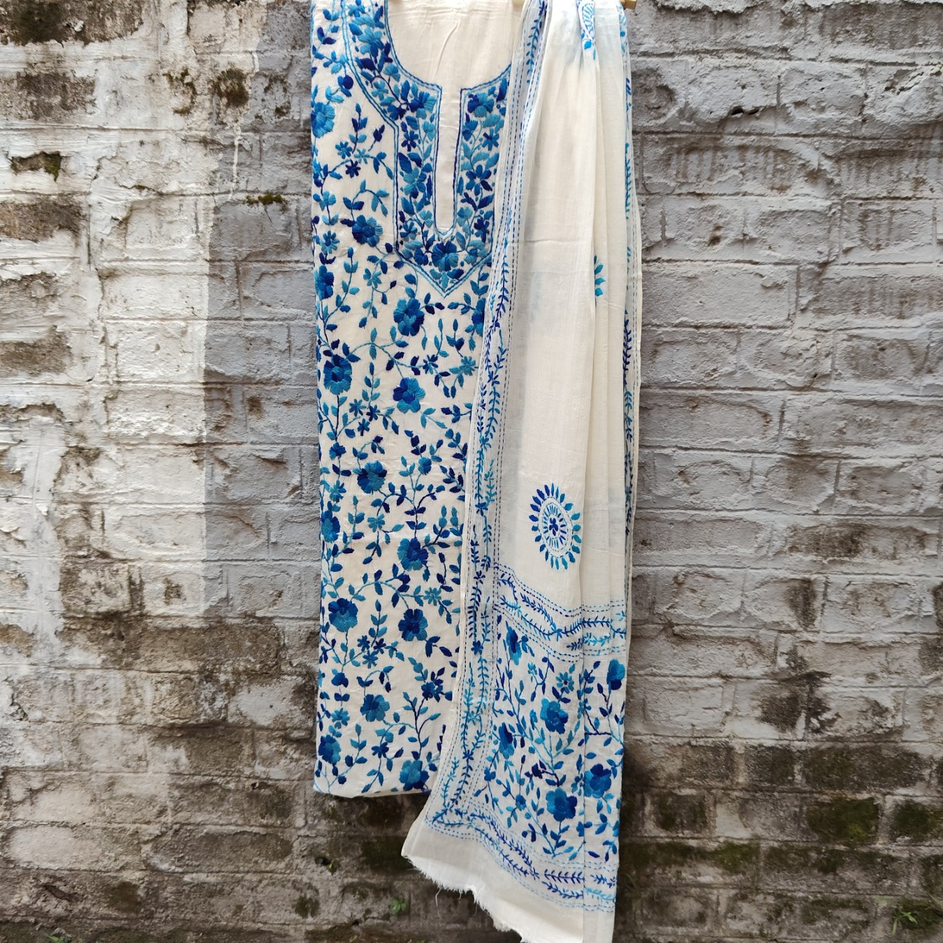Pure Cotton Hand-Embroidered Top-Dupatta Set