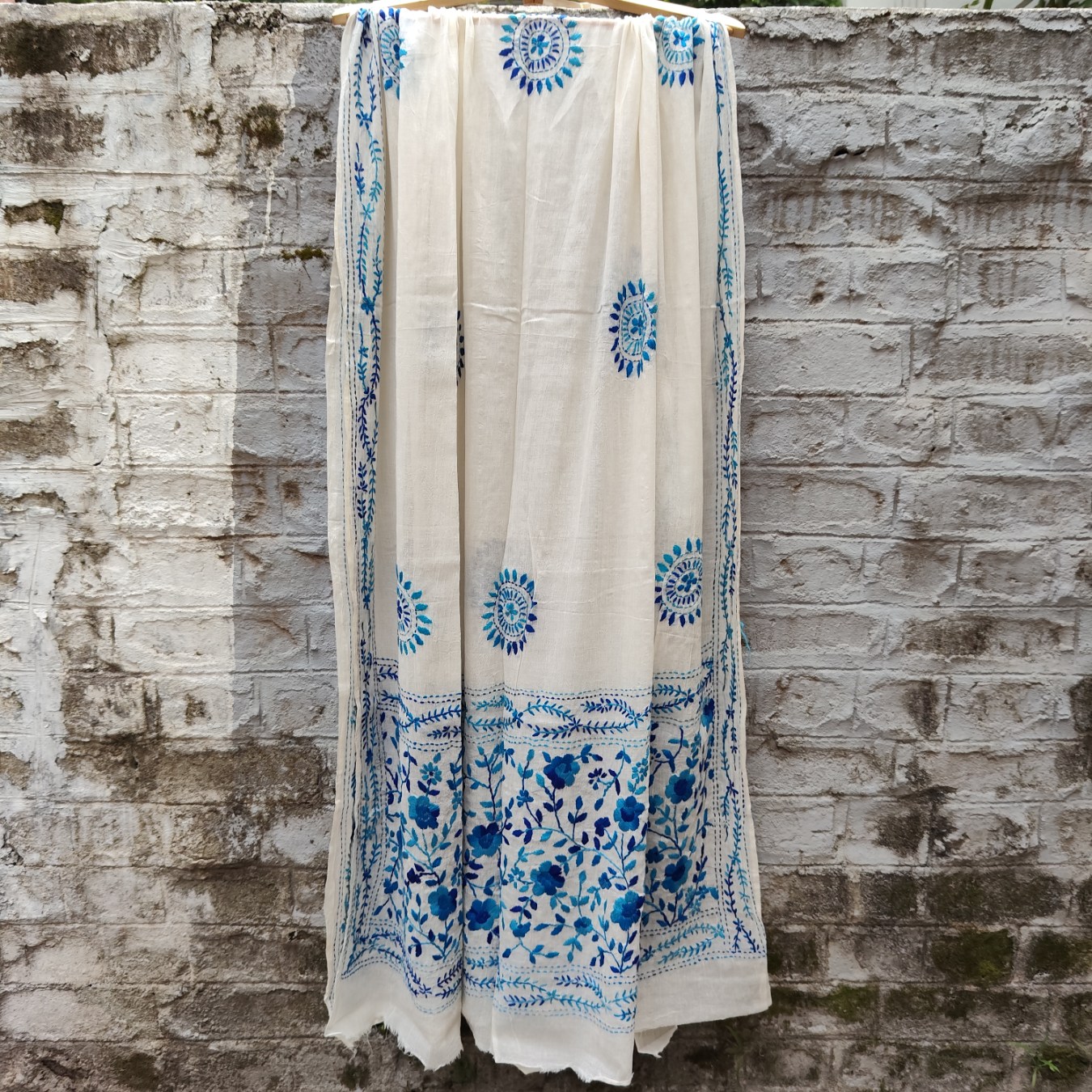 Pure Cotton Hand-Embroidered Top-Dupatta Set - Image 3