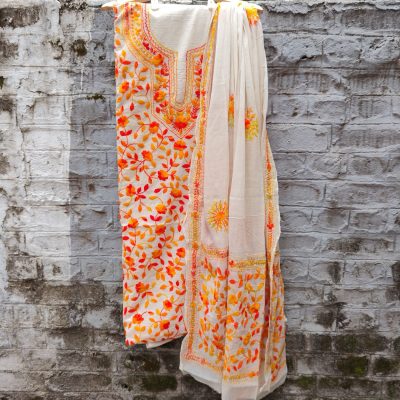 Pure Cotton Hand-Embroidered Top-Dupatta Set
