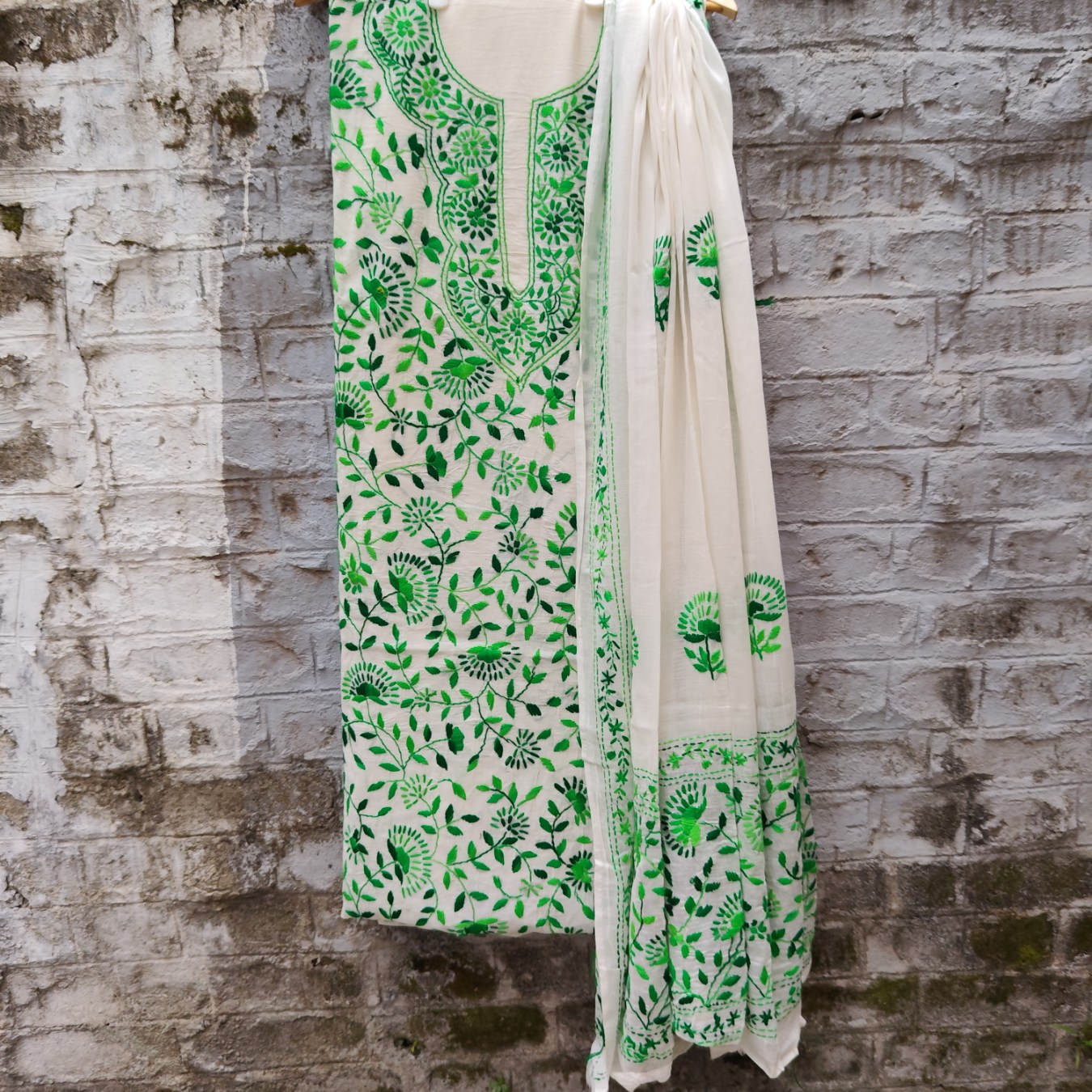 Pure Cotton Hand-Embroidered Top-Dupatta Set
