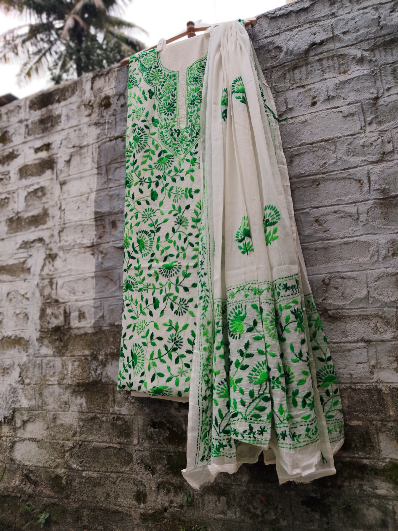 Pure Cotton Hand-Embroidered Top-Dupatta Set - Image 5