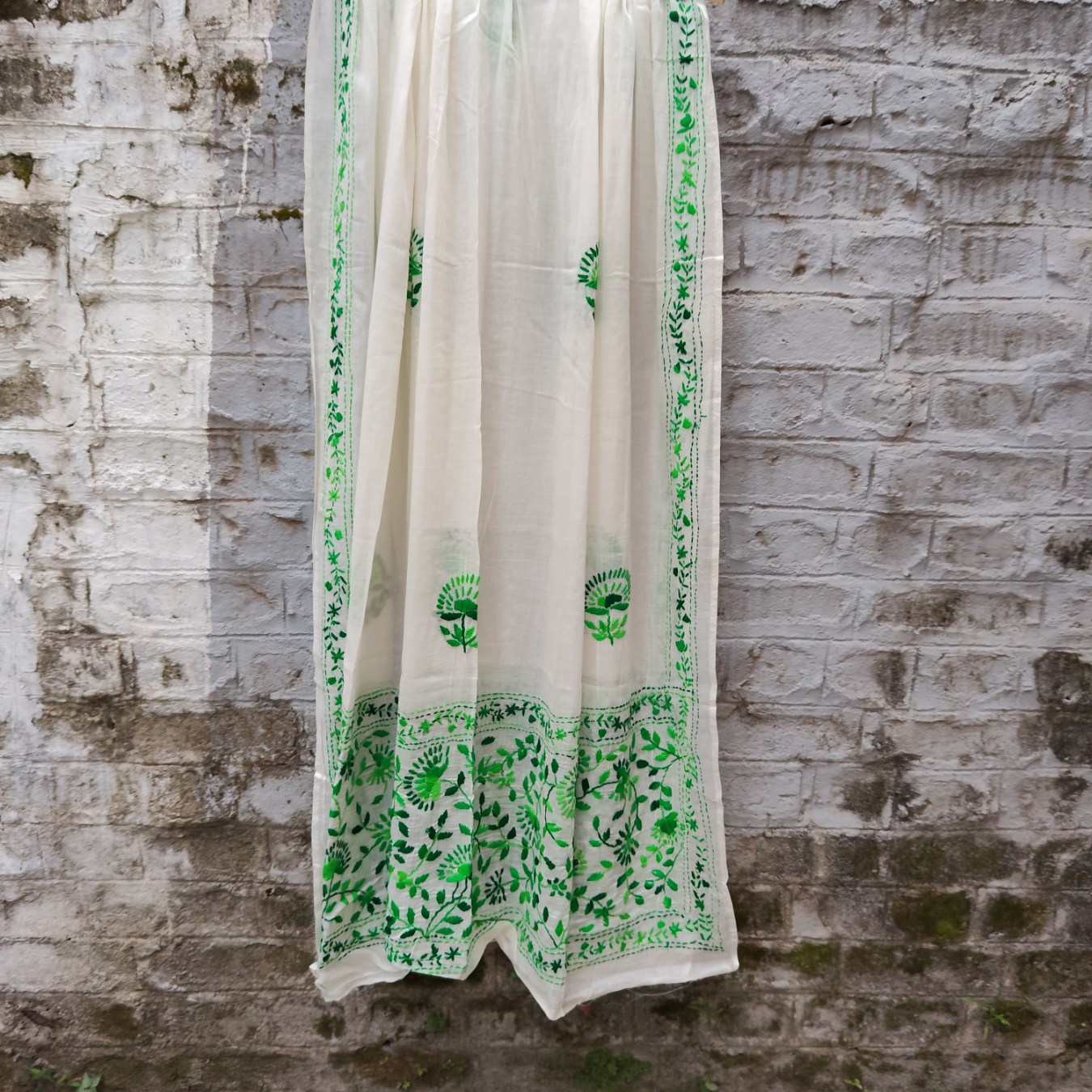 Pure Cotton Hand-Embroidered Top-Dupatta Set - Image 3