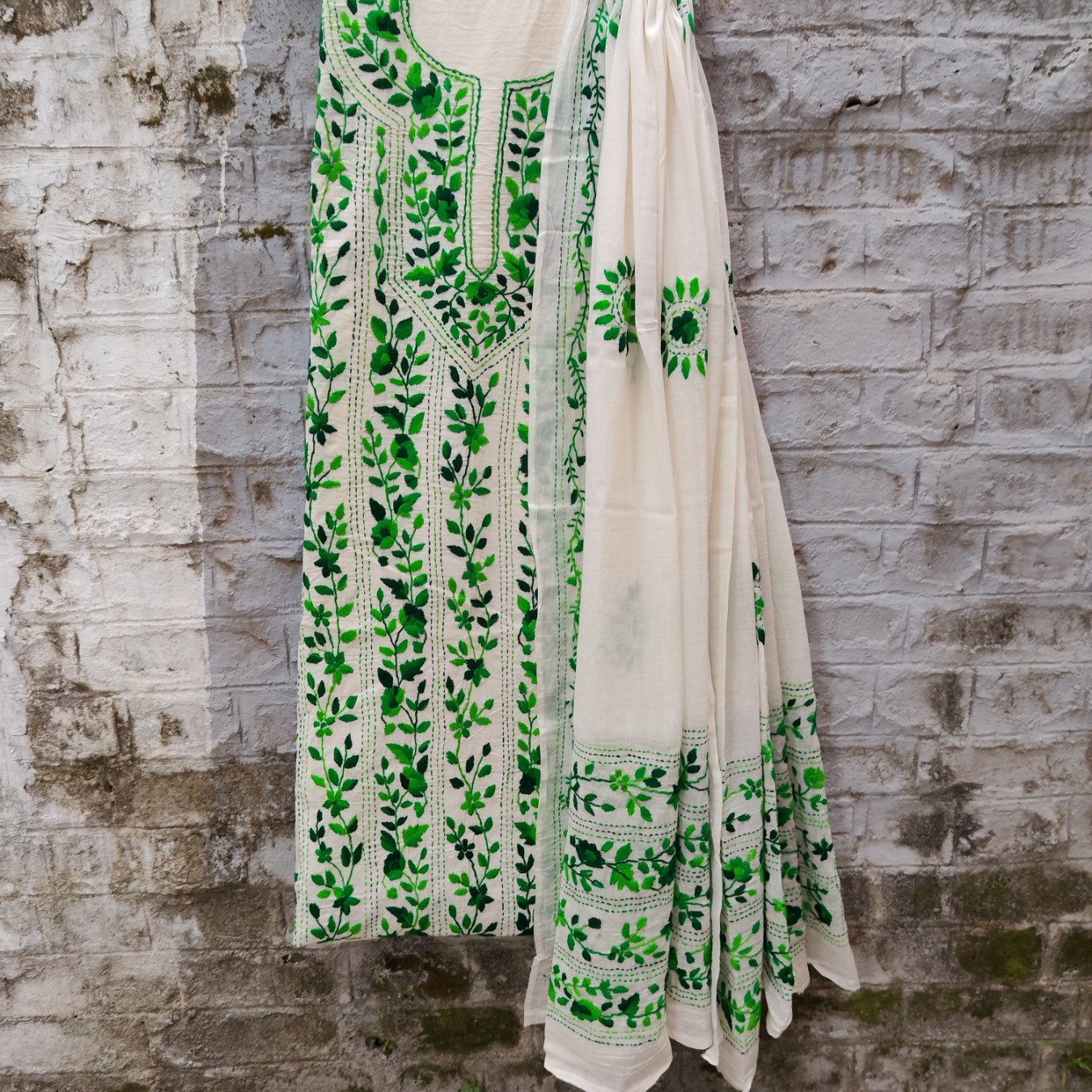 Pure Cotton Hand-Embroidered Top-Dupatta Set