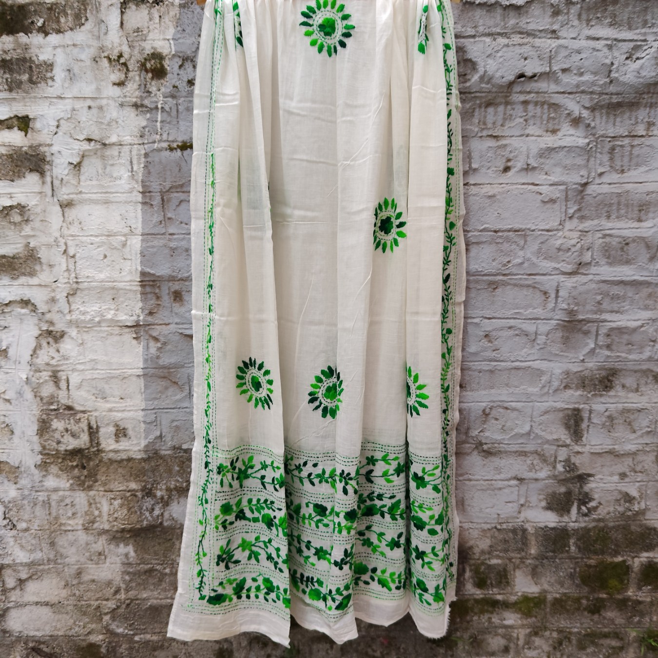 Pure Cotton Hand-Embroidered Top-Dupatta Set - Image 3