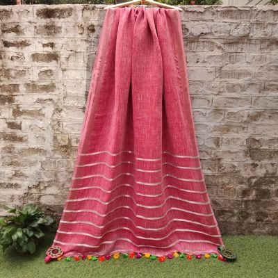 Linen Cotton Saree without Sequin Work