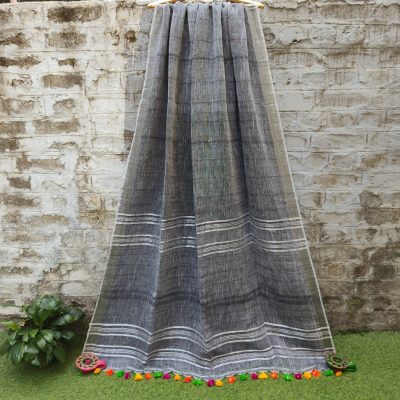 Linen Cotton Saree with Sequin Work