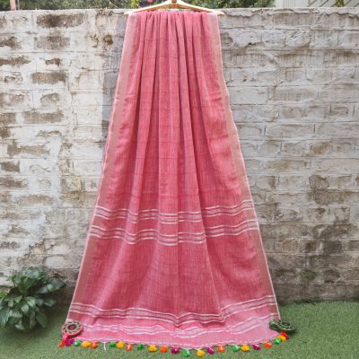 Linen Cotton Saree with Sequin Work